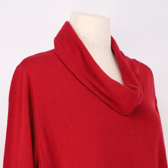 NWT J.JILL Cowl-Neck High Low Hem Knit Sweater Tunic in True Red Size 3X - Picture 3 of 7